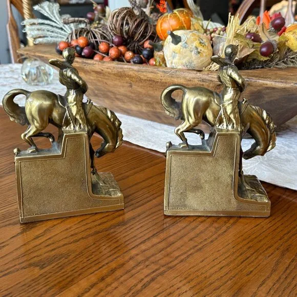 1960's PM Craftsman Cast Bronze Western Bookends - Picture 6 of 17